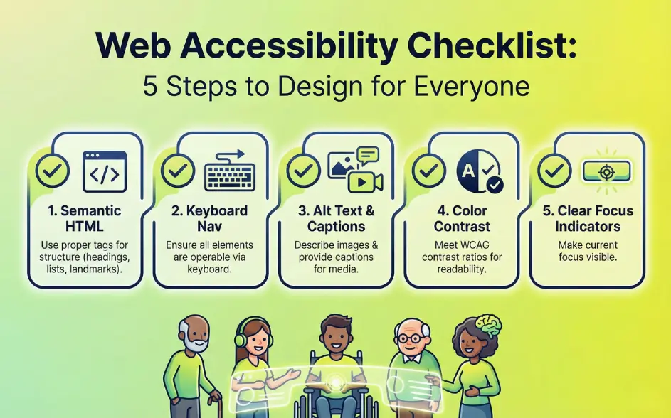 Web Accessibility Checklist: 5 Steps to Design for Everyone